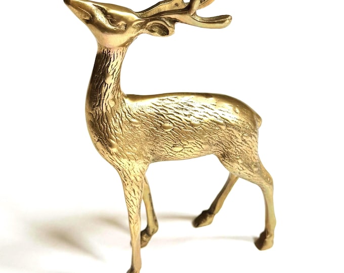 Vintage Brass Deer Stag Statue Figure 60s 70s