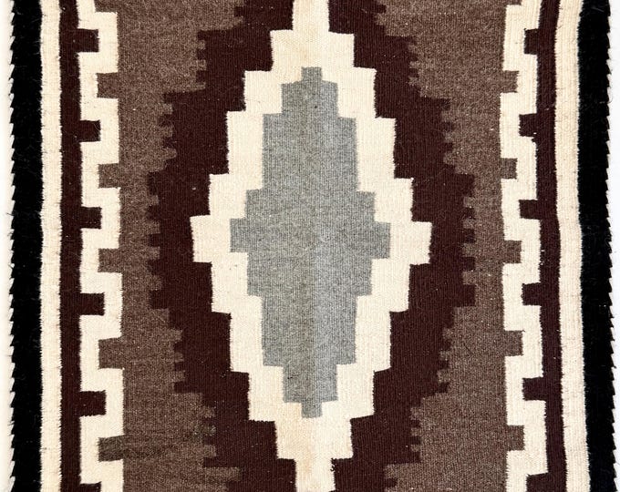 Vintage Navajo Handwoven Rug Saddle Blanket Southwest Native American Geometric Stepped Diamond