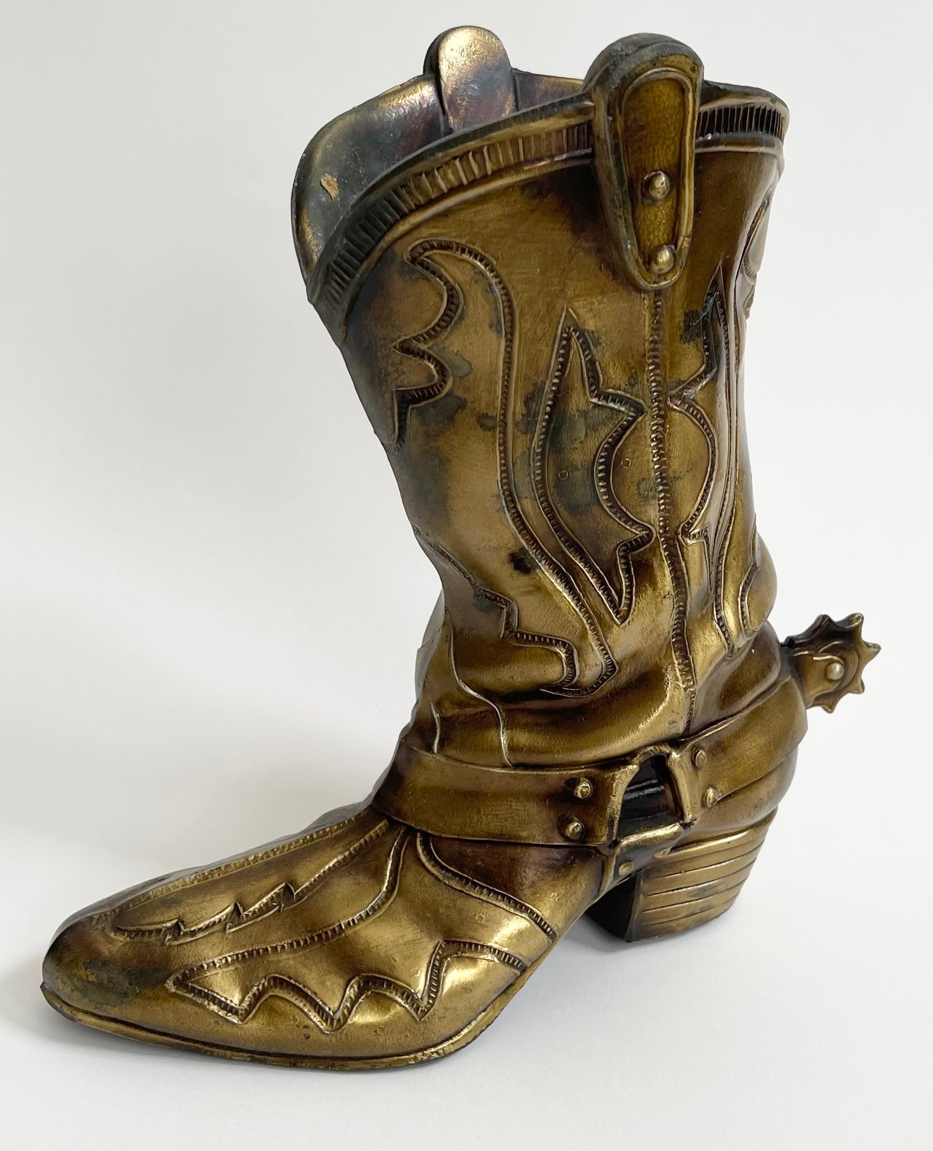 Brass Cowboy Boot Vase Planter Vintage Artbrass Giftmakers Western Boot