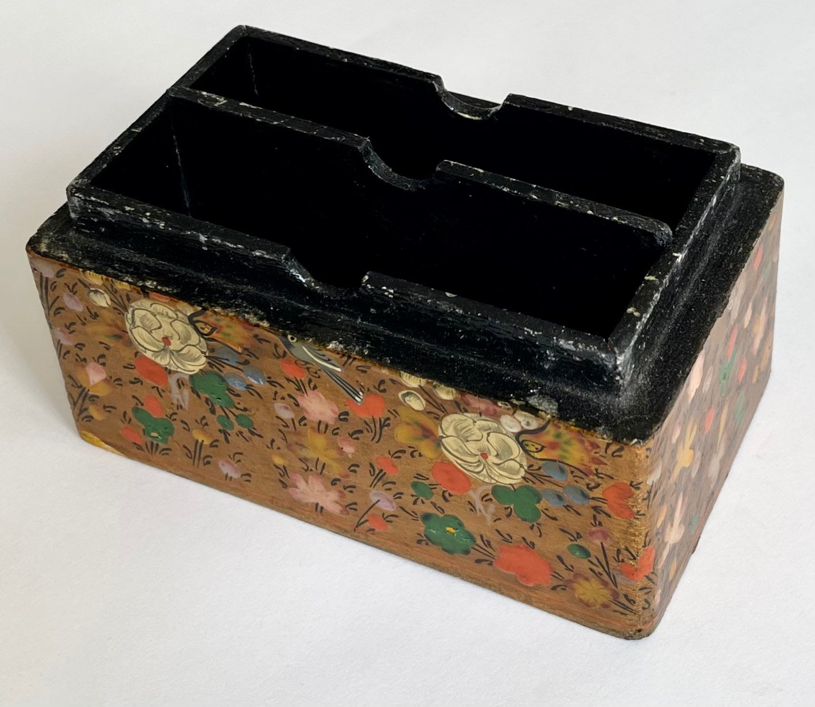 Kashmiri Lacquered Wood Box with Lid Lidded Box Made in India Hand