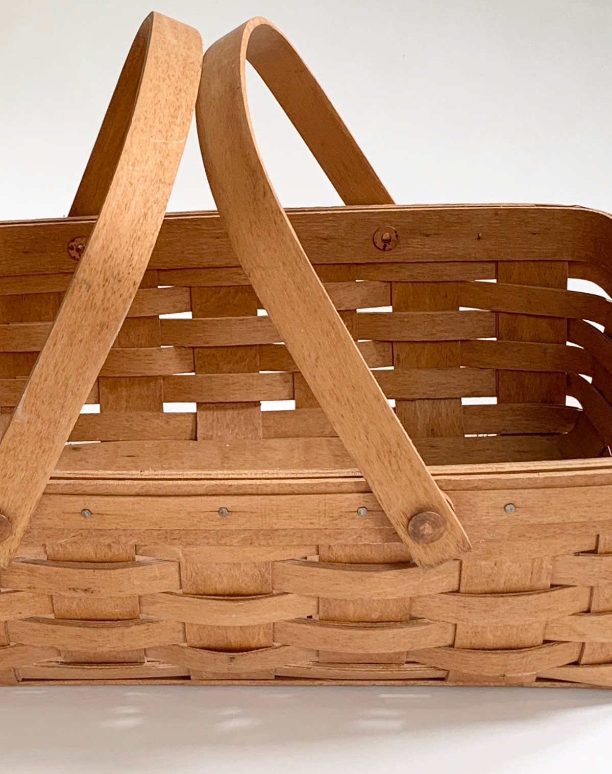 Large Handmade Longaberger Basket with Handles Artist Maker Signed and