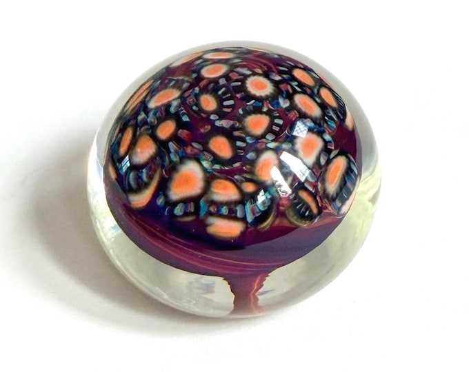 Mid Century Vintage Multicolor Glass Art Paperweight Signed Nancy Freeman