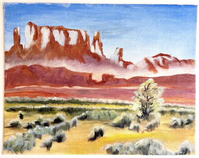 Vintage Desert Landscape Painting American Southwest Art