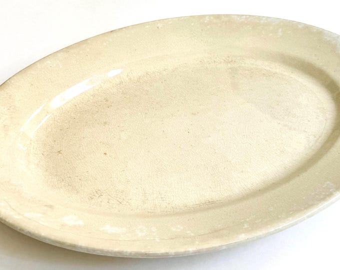 Vintage Bisque Ironstone Platter: W.H. & Co. Oval Serving Plate