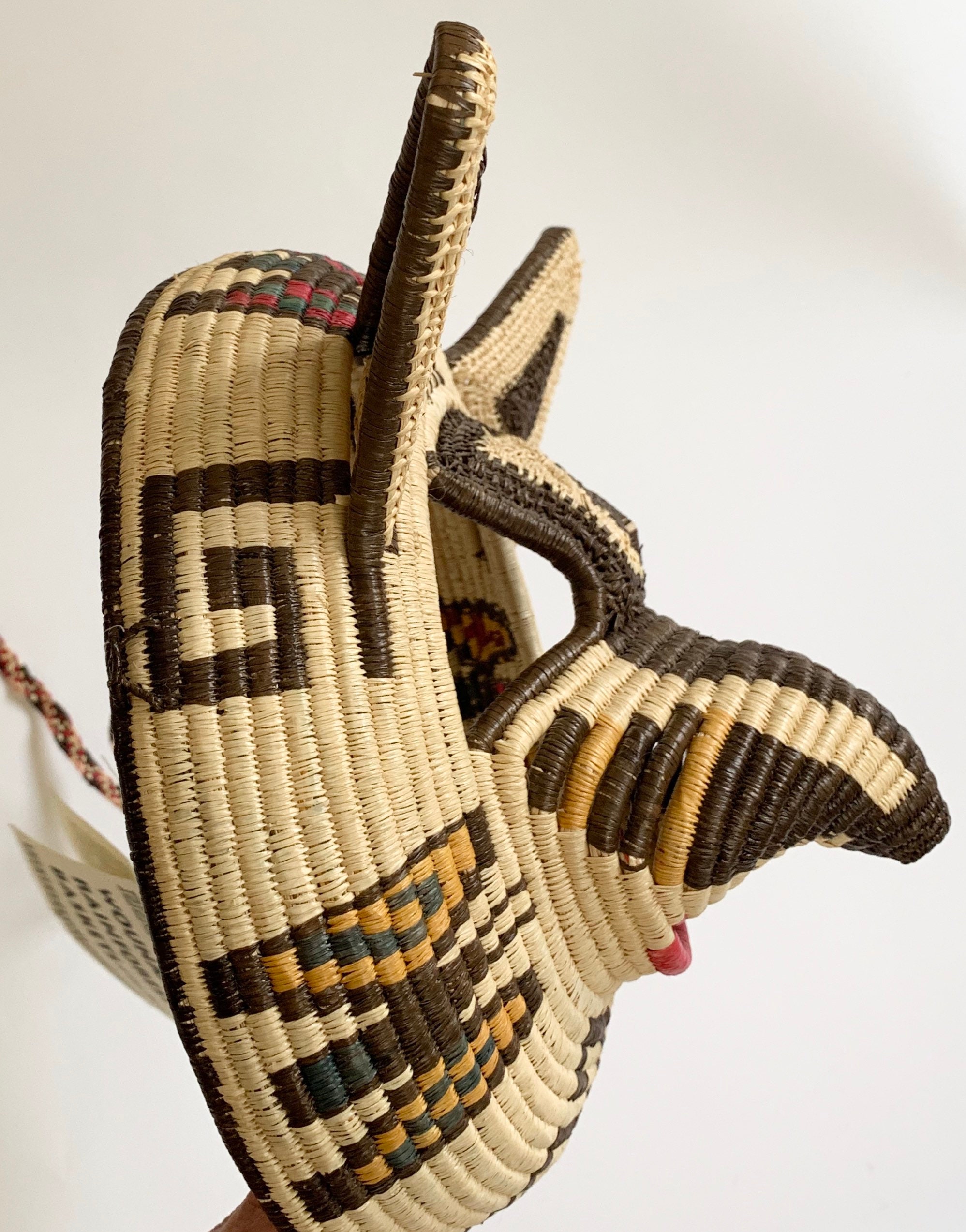 Rare Embera Wounaan Mask Woven Palm Animal Head Vintage Panama Folk Art