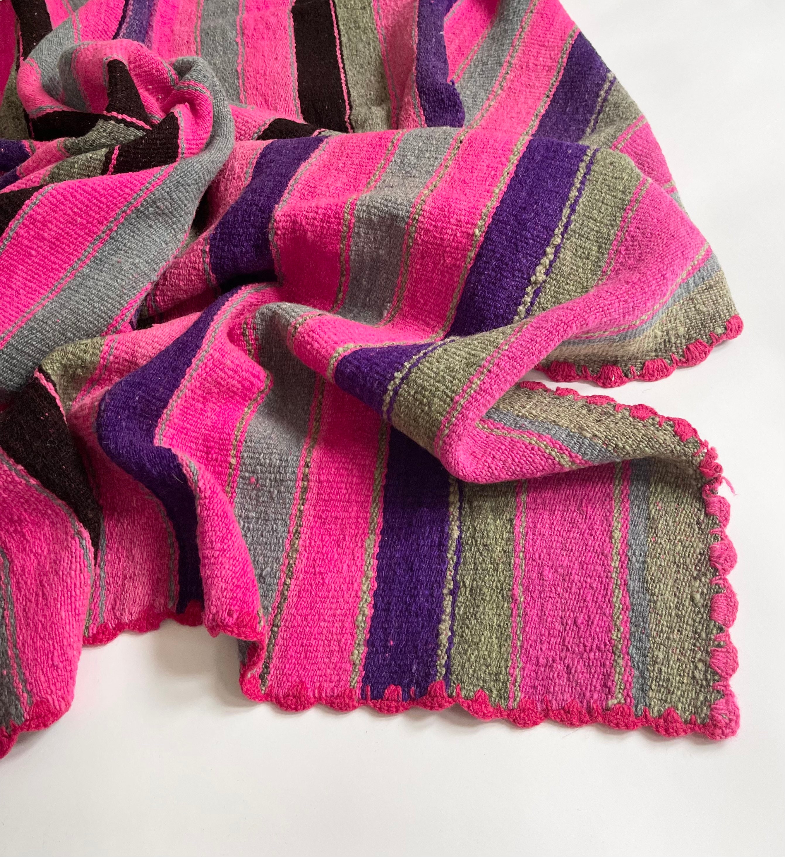 Estate Southwest Wool Blanket Handwoven Vintage Mexican Native American