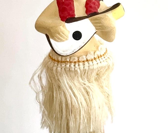 Vintage Hula Girl Nodder Hawaiian Hawaii Souvenir Mid Century Made in Japan Hand Painted Chalkware Ukulele Hawaiiana Dashboard Bobber