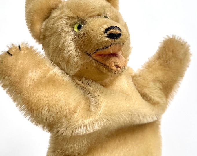 Vintage Steiff Mohair Wolf Puppet: Collectible German Stuffed Animal