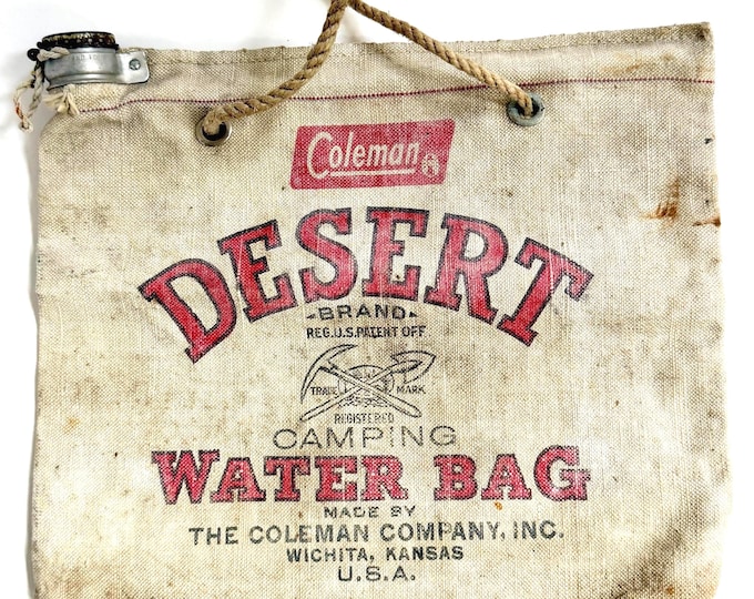 Vintage Desert Water Bag 40s 50s Scottish Duck Flax Canvas Camping Canteen