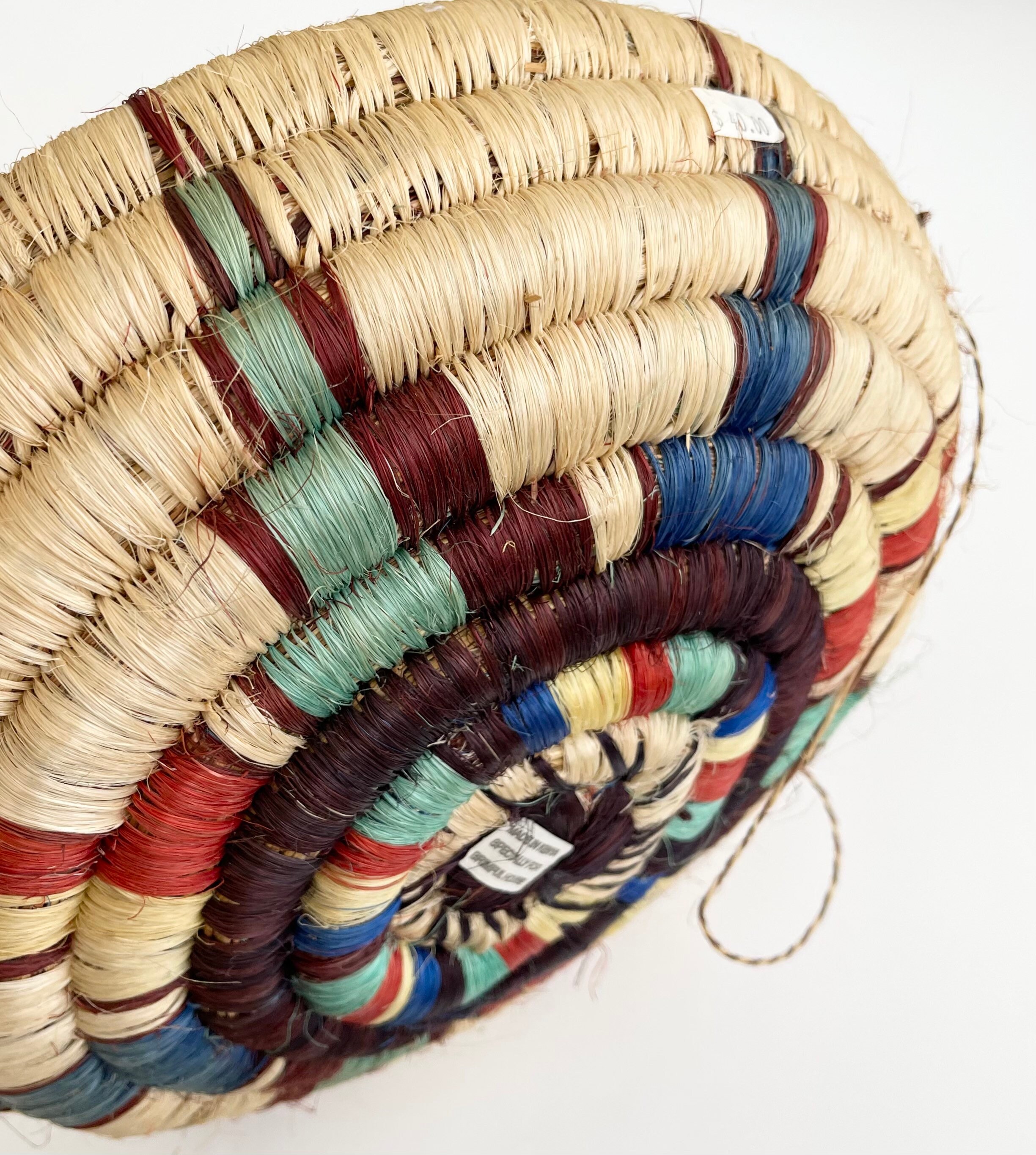 Kenyan African Basket Bowl Heavy Large Solidly Crafted Vintage Artisan