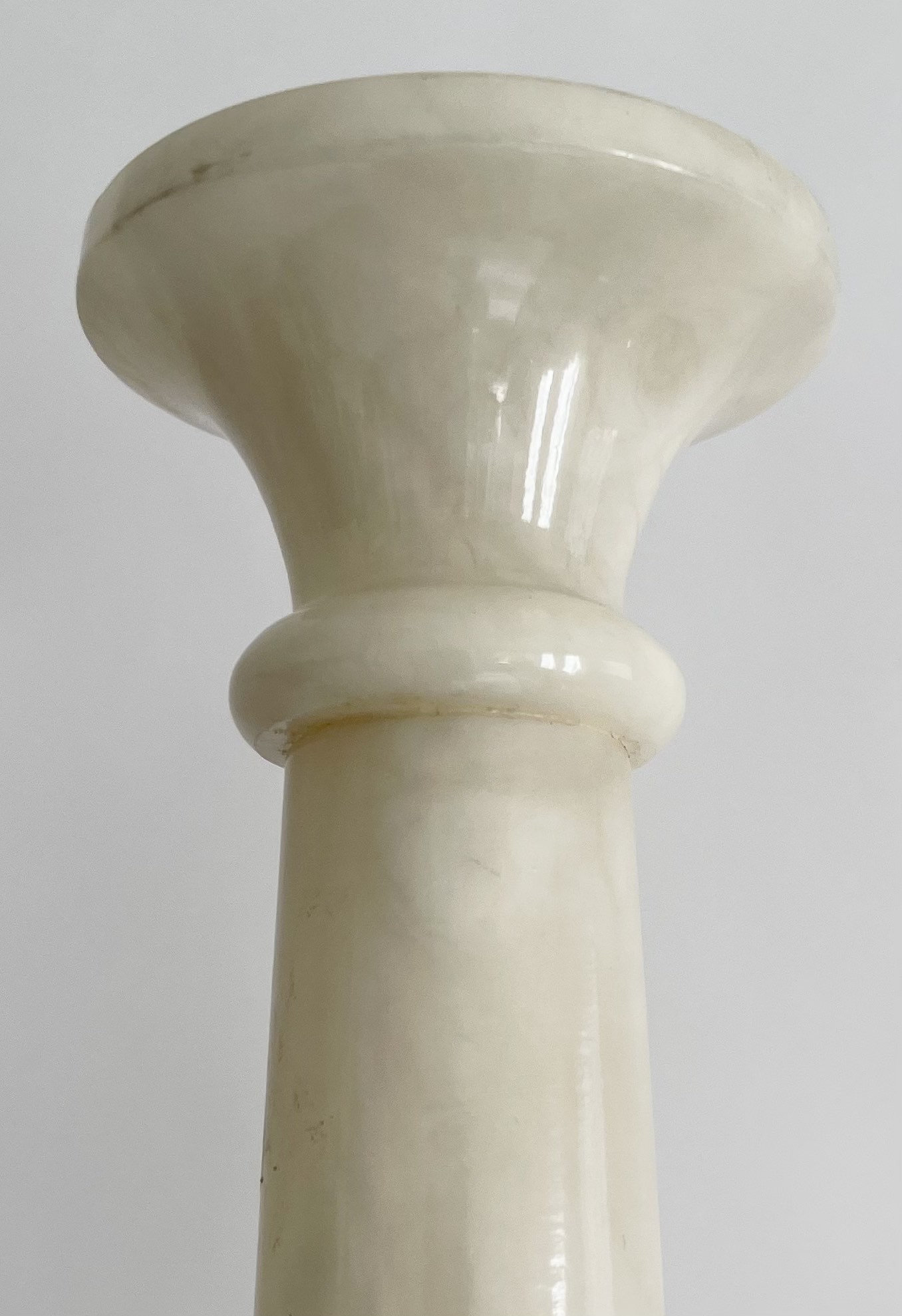 White Alabaster Candlestick Holder Made in Spain Heavy Faux White Onyx Taper Candle Holder