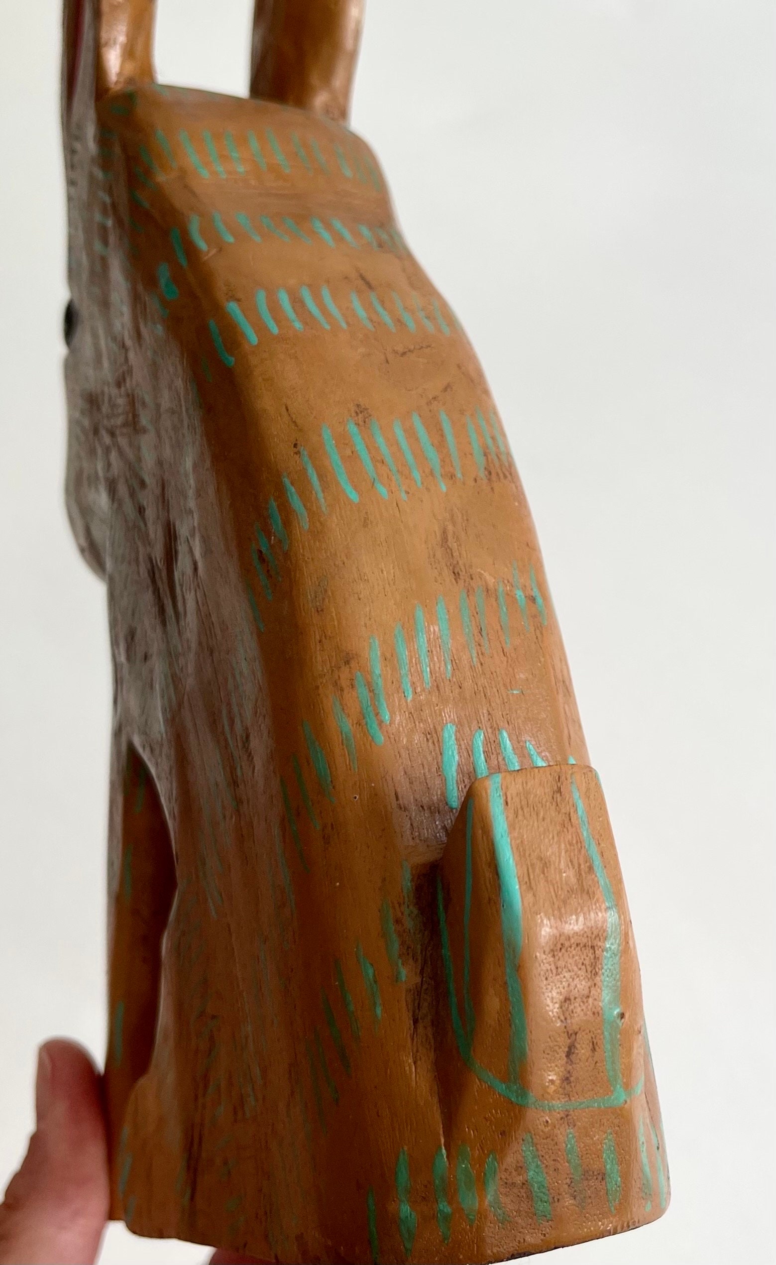 Folk Art Bunny Rabbit Wood Carving Vintage Hand Painted Animal Likely ...