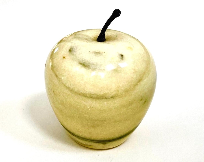 Vintage Onyx Apple Sculpture Carved Stone Fruit