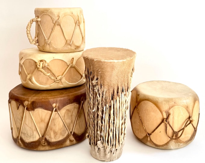 Southwest Stretched Rawhide Drum Likely Vintage Native American Neutral Wood Western Ranch Cabin Santa Fe Home Decor Accent