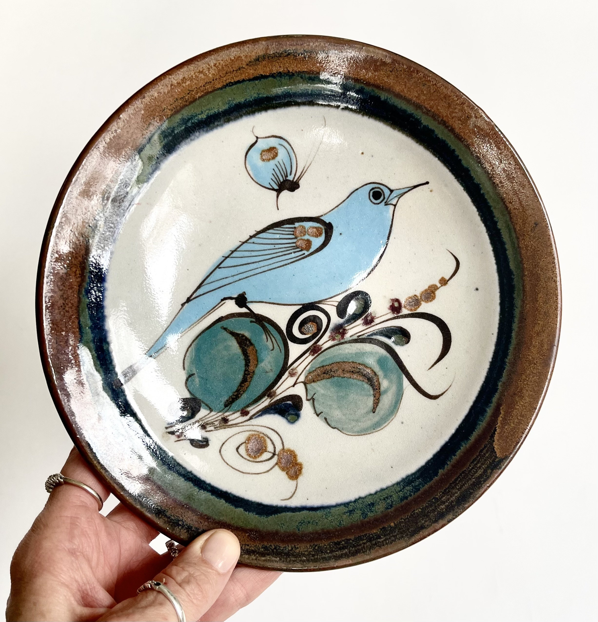 Tonala Mexican Pottery Plate Decorative Plate Tray Vintage Hand Painted