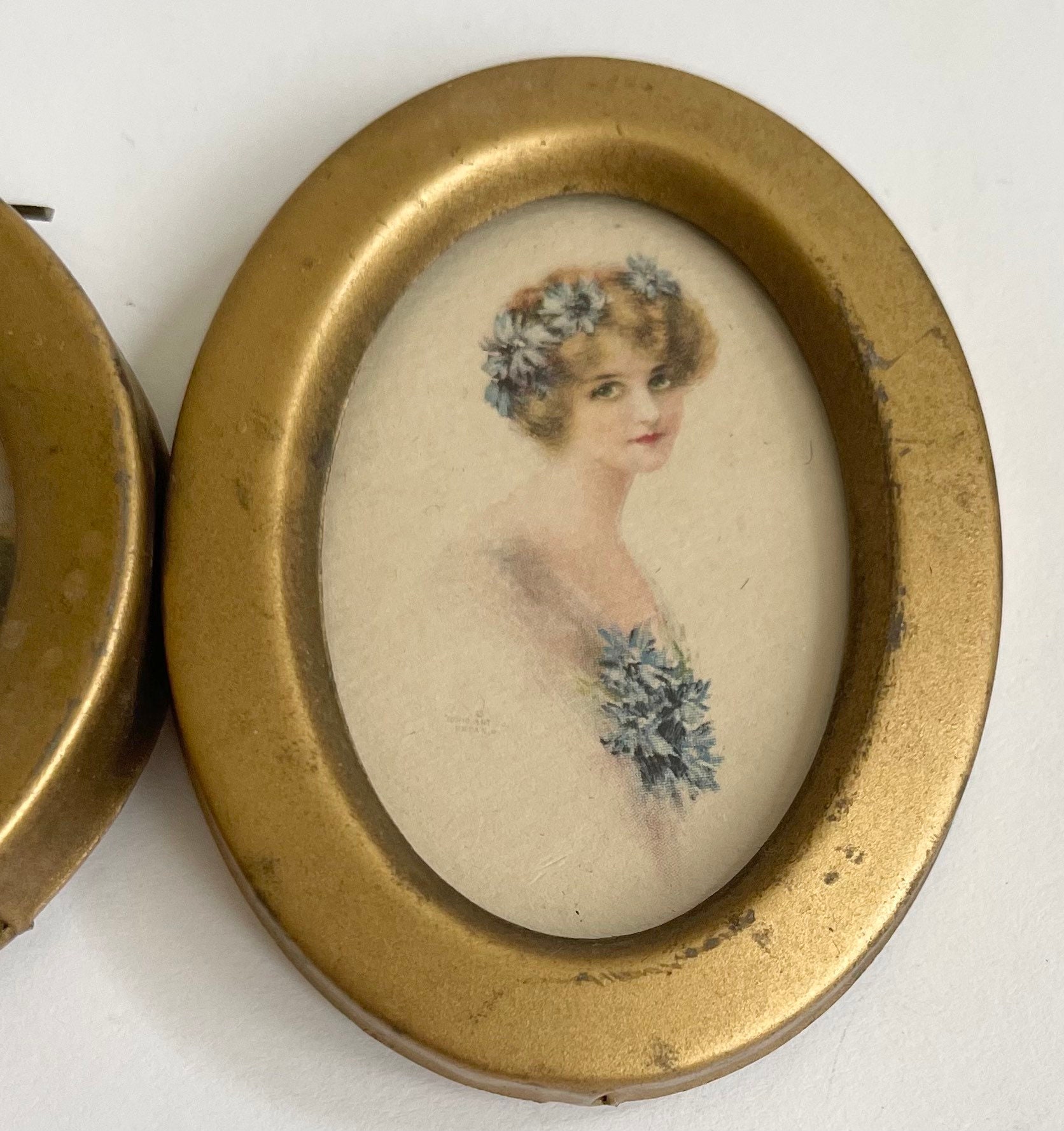 Small Victorian Style Wall Hanging Female Bust Nature Landscape Scene