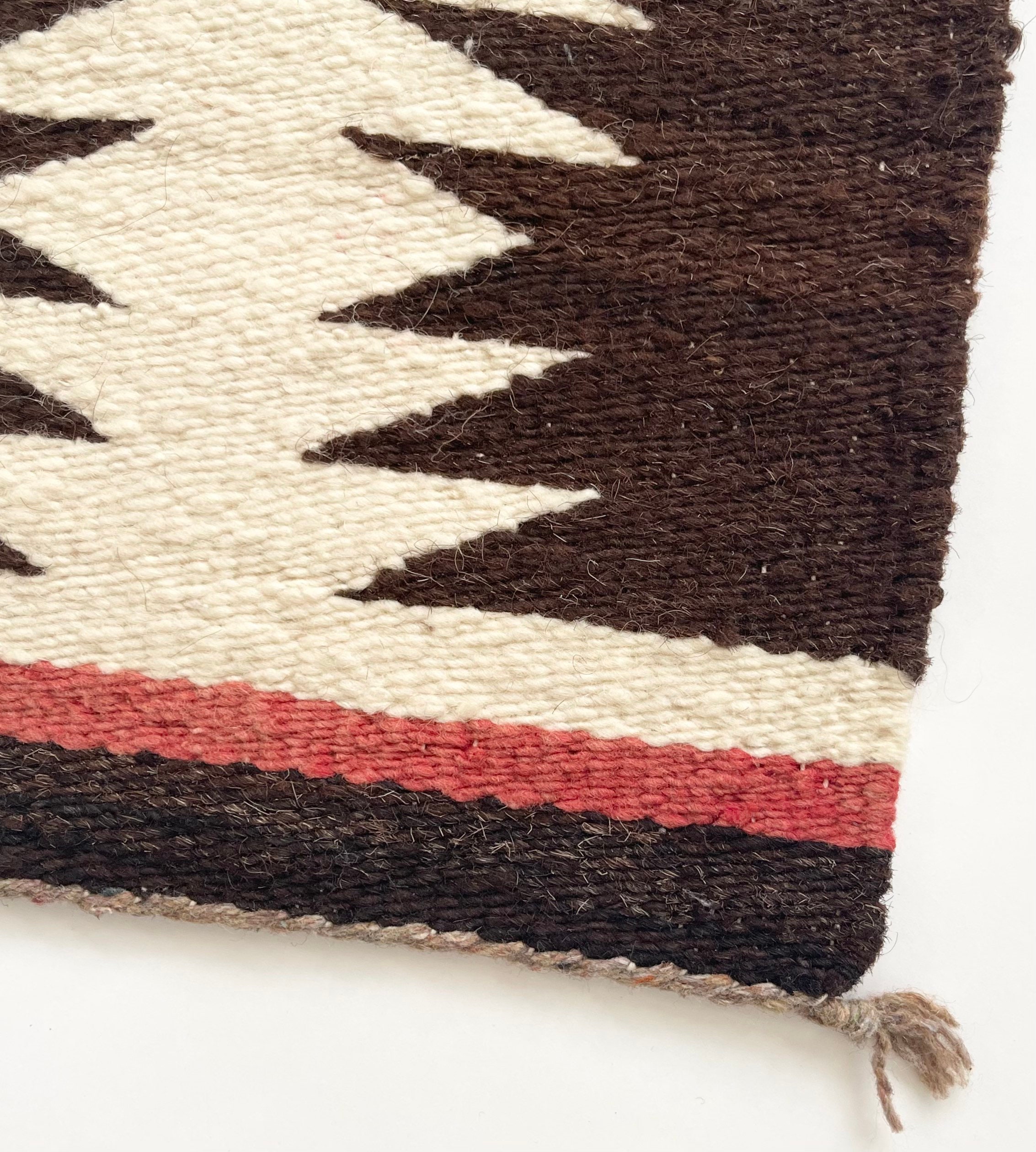 Old Handwoven Navajo Mat Weaving Table Top Accent Wool Horsehair Dark