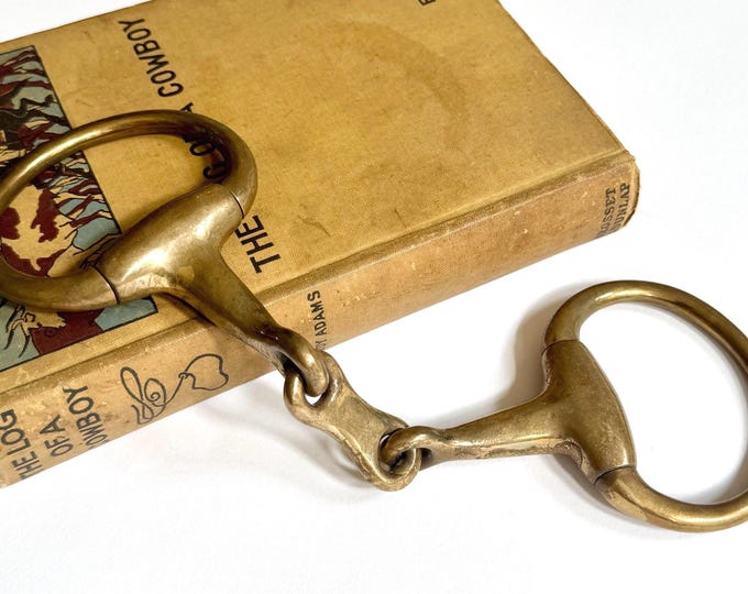 Vintage Brass Horse Bit Heavy Single Connector Style Cabin Ranch Equestrian Horse Riding Home Decor Accent