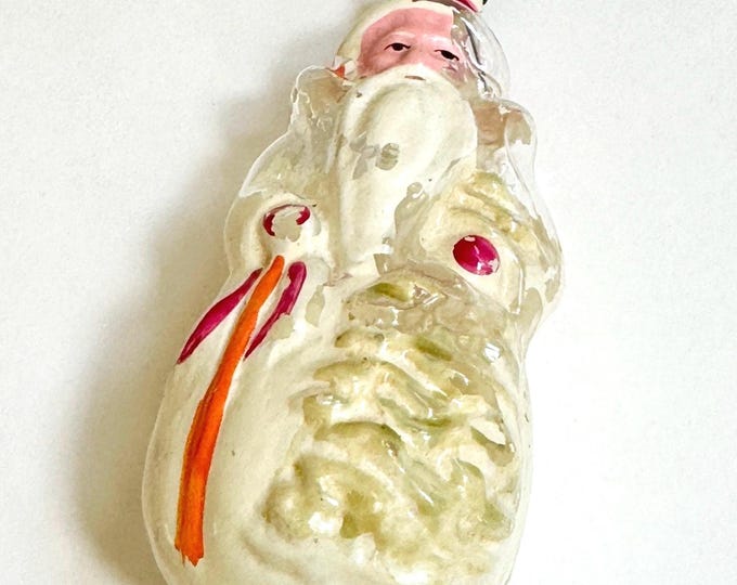 Antique Glass Santa Ornament Vintage Mercury Glass Santa Claus Ornament Worn Off Paint Old Aged Patina