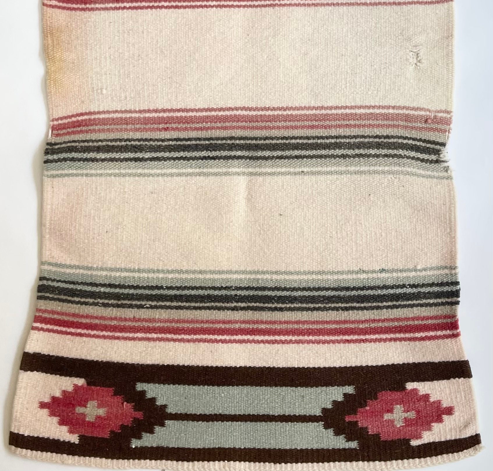 Worn Navajo Rug Runner Saddle Blanket Accent Rug Native American