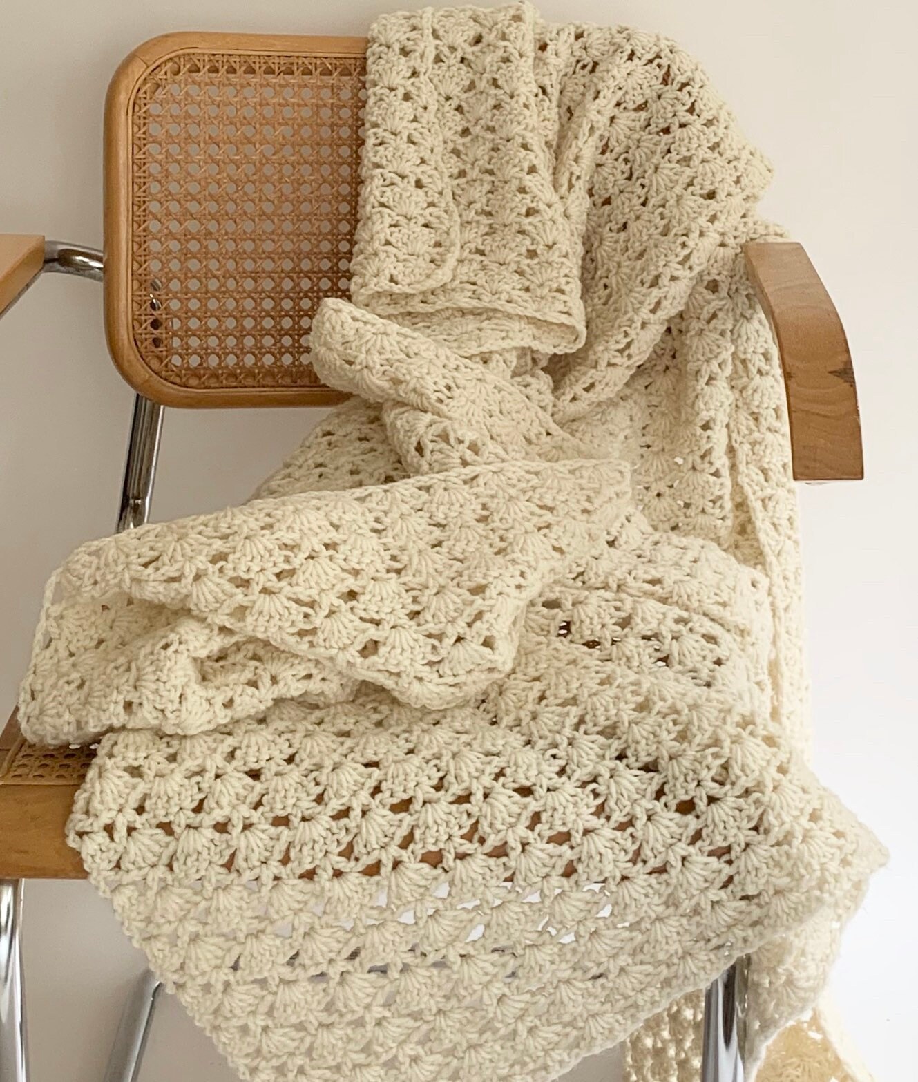 Hand Knit Crochet Throw Blanket Afghan Granny Square Handmade Vintage