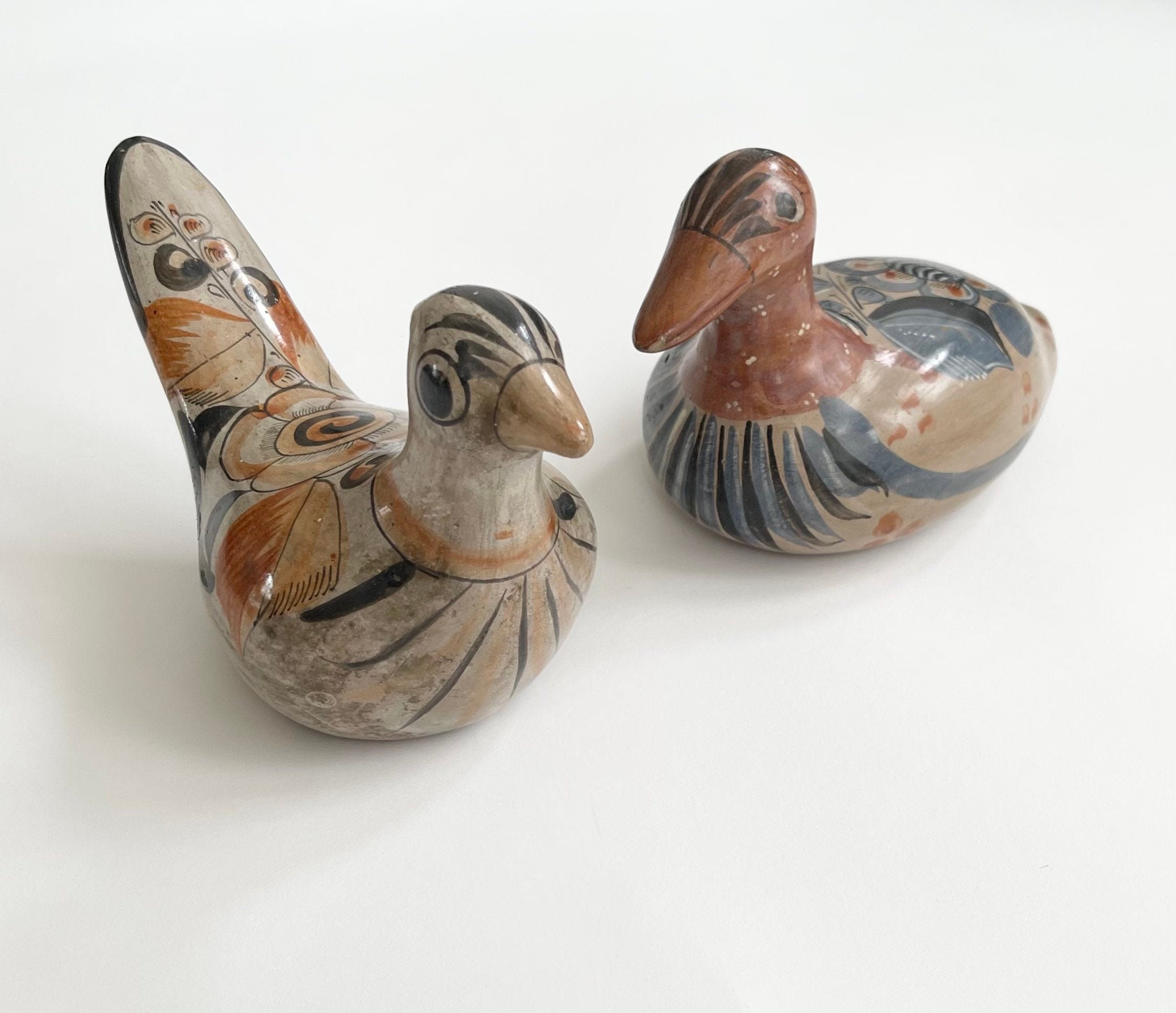 Vintage Tonala Hand Painted Pottery Duck