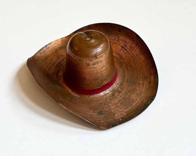 Copper Cowboy Hat Ashtray Mid Century Western Trading Post Era Souvenir Vintage Tobacciana Solid Copper Mexican Hat Sombrero Hammered