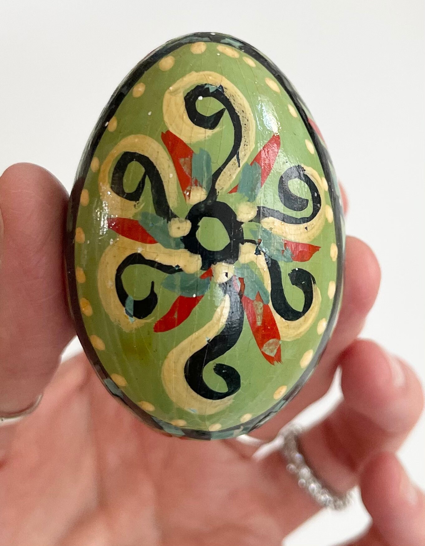 Hand Painted Wooden Egg Lot of 5 Eggs Vintage Handmade Bright Colorful