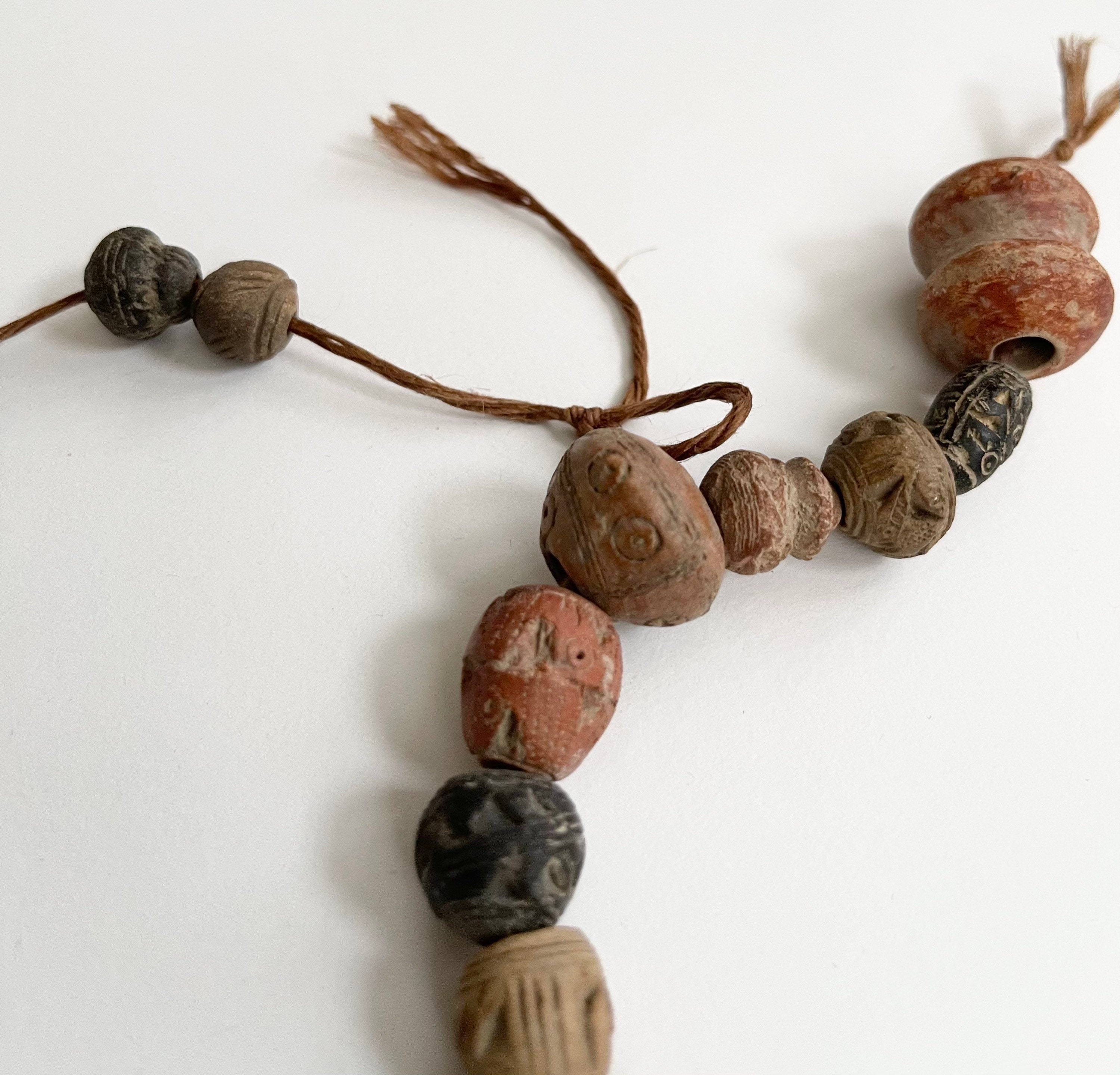 Antique Terracotta Bead Lot of 37 Clay Trade Beads Vintage Antique