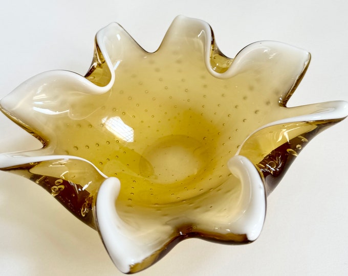 Bubble Glass Dish Ashtray Candy Dish Vintage Mid Century MCM Minimalist Sleek Free Form Art Glass Home Coffee Table Decor