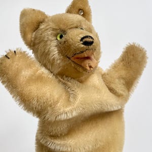 Vintage Steiff Mohair Wolf Puppet: Collectible German Stuffed Animal