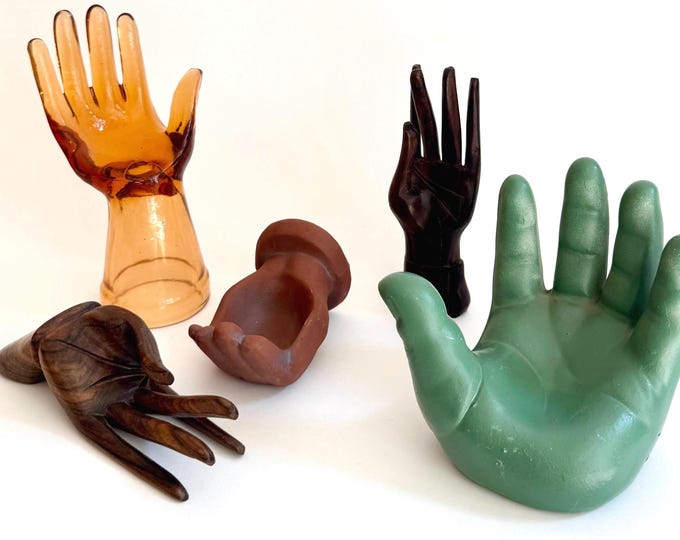Model Hand Form Collection Vintage Artist Mannequin Department Store Jewelry Glove Display Hands Depression Glass Ceramic Terracotta Wood