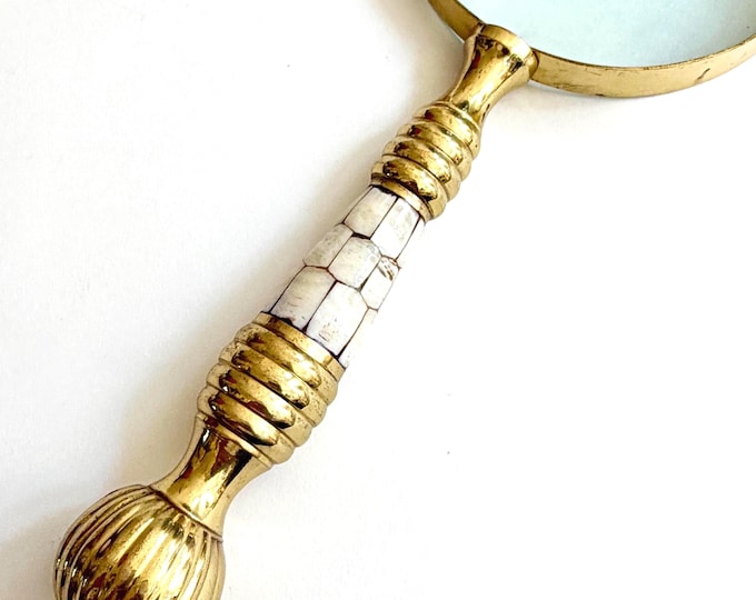 Vintage Gold Magnifying Glass Mother of Pearl Inlay