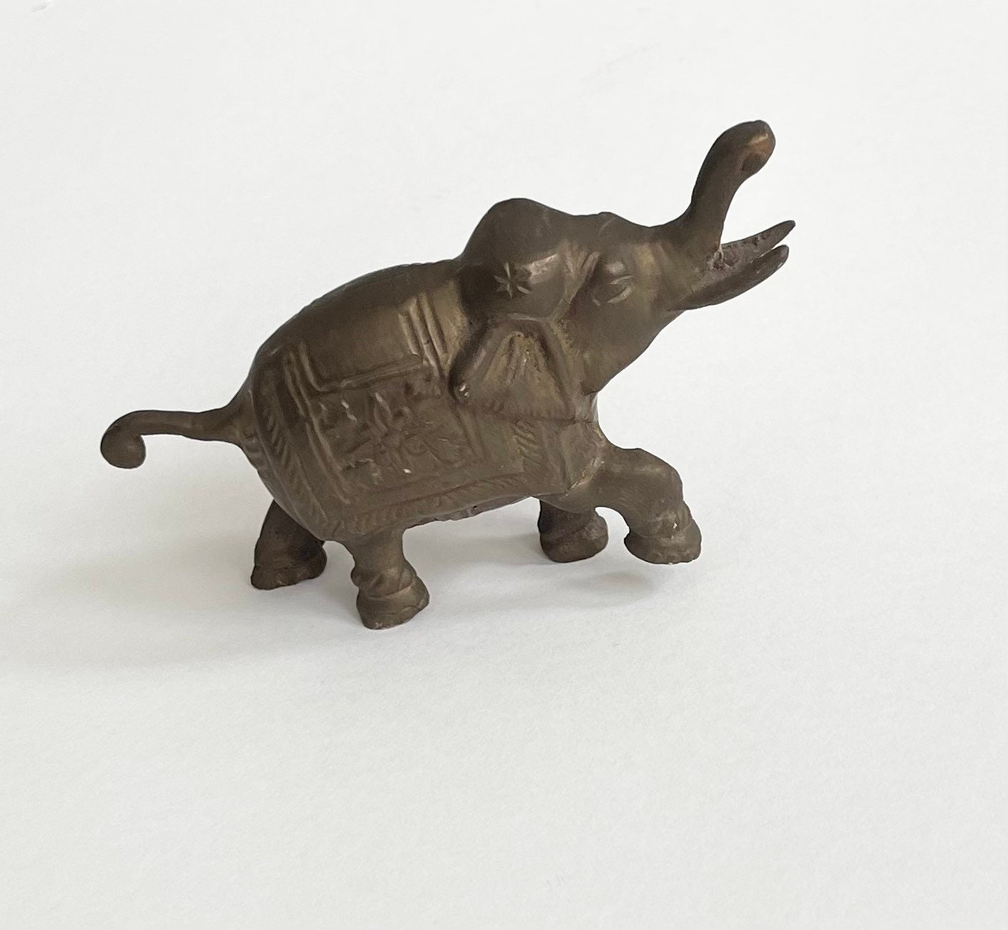 Small Brass Elephant Figurine Statuette Vintage Indian Brass Animal