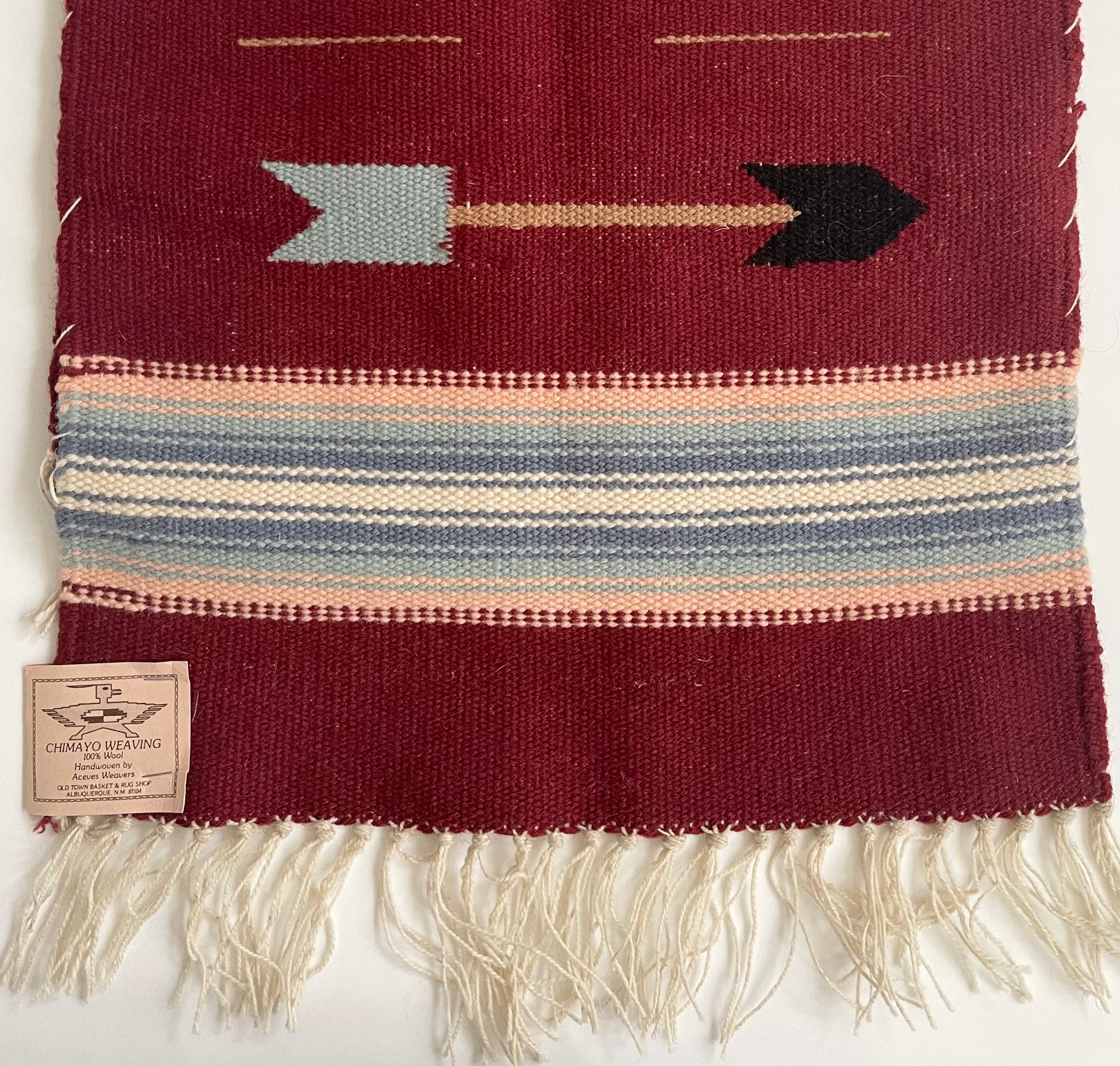 Old Chimayo Weaving Runner Tabletop Mat Textile Vintage New Mexico