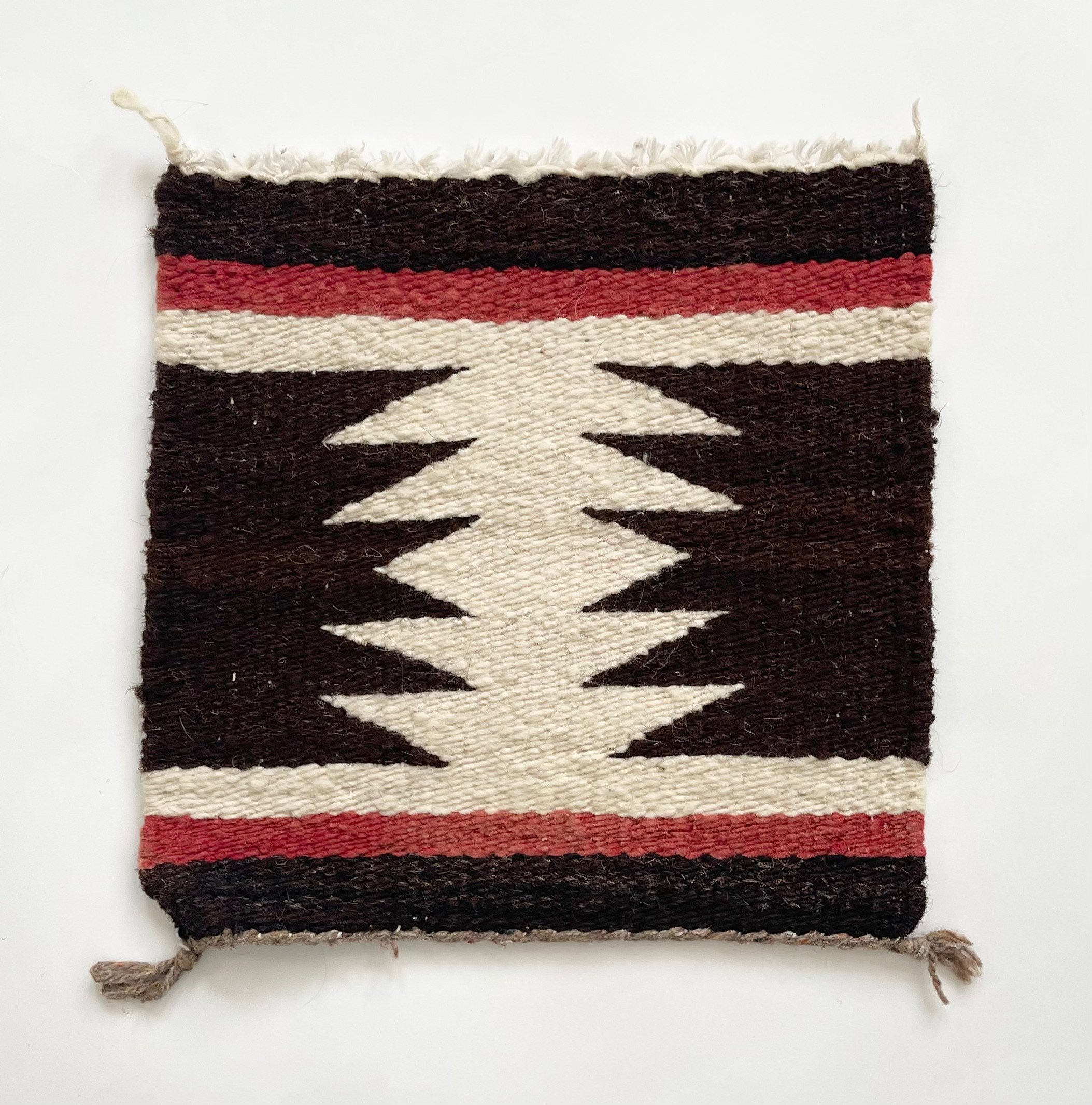 Old Handwoven Navajo Mat Weaving Table Top Accent Wool Horsehair Dark