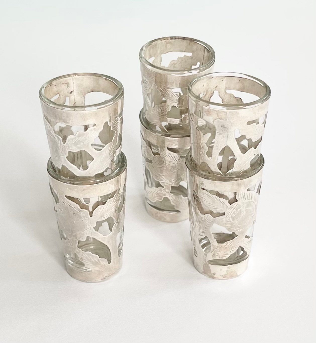Sterling Silver Cordial Glasses Shot Glasses Set of 6 Vintage 40s 50s