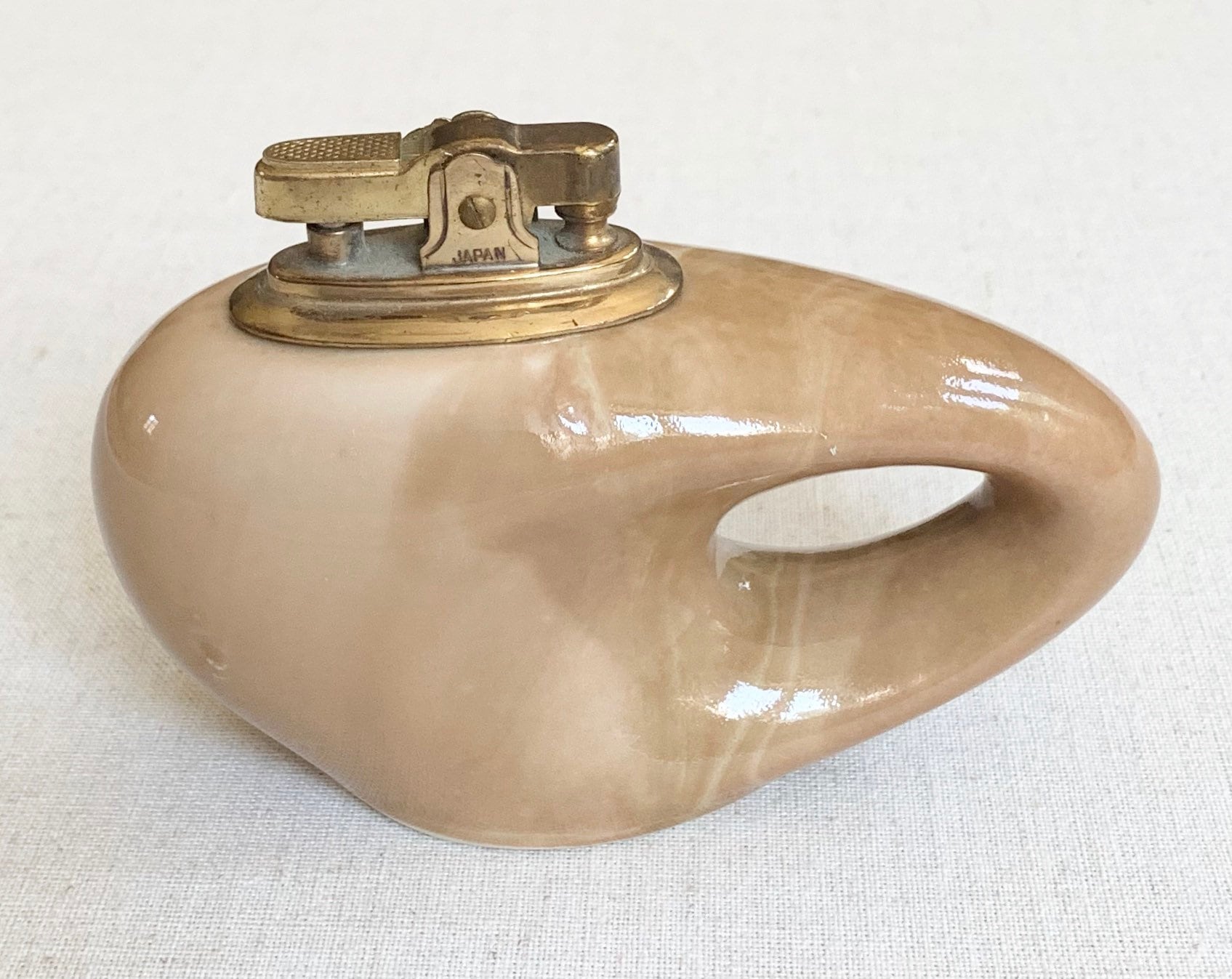 Enesco Tabletop Lighter Mid Century Vintage Made in Japan Beige Brown