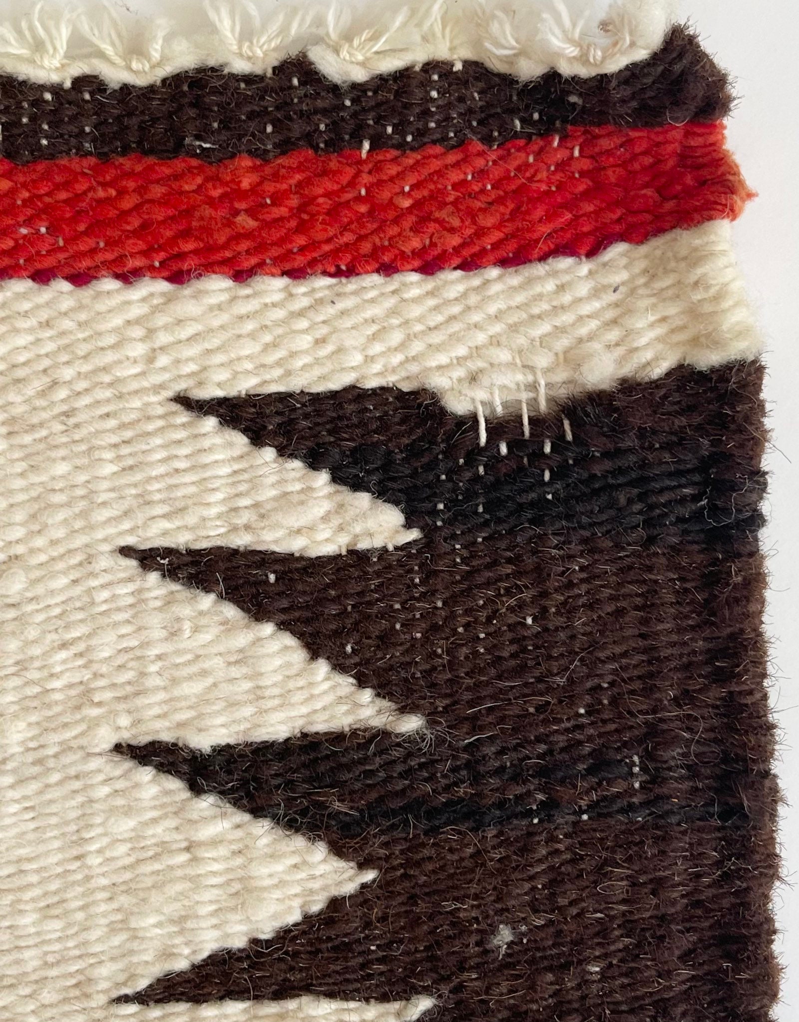 Old Handwoven Navajo Mat Weaving Table Top Accent Wool Horsehair Dark