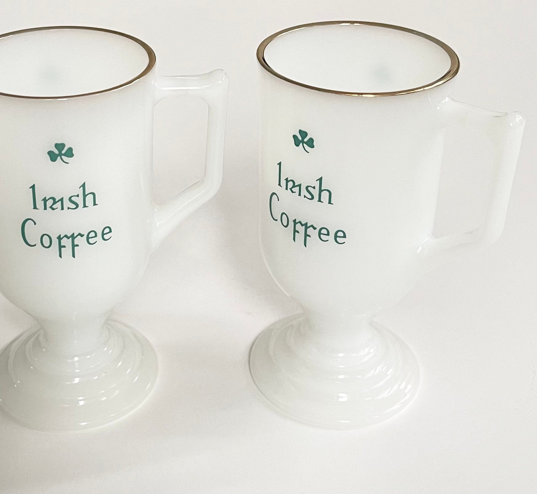 Irish Coffee Mugs Milk Glass With Handle Vintage Mid Century Etsy