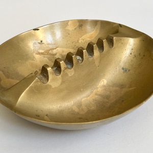 Mid Century Solid Brass Ashtray: Minimalist MCM Decor