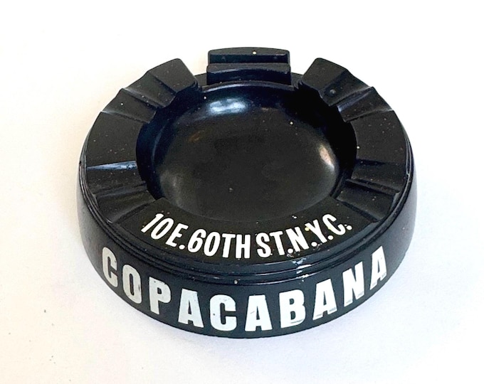 Mid Century Vintage Copacabana Ashtray Black and White Bakelite New York City Night Club Memorabilia