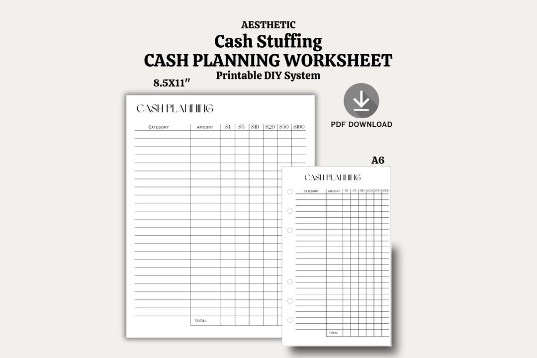 Cash Planning Sheet Printable | Cash Stuffing Planner, Budget Binder ...