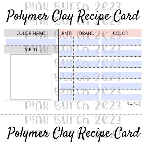 Polymer Clay Color Mixing Recipe Card Template, 8.5 x 11, Editable, Fillable and Printable *DIGITAL DOWNLOAD FILE*