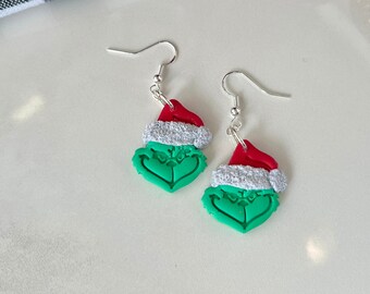 Grinch Polymer Clay Earrings for Christmas *GRINCHMAS*