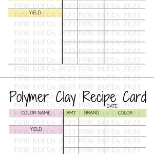 Polymer Clay Color Mixing Recipe Card Template, 8.5 X 11, Multiple ...
