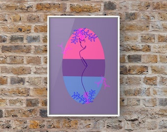 Bisexual Pride Cottage Core Print