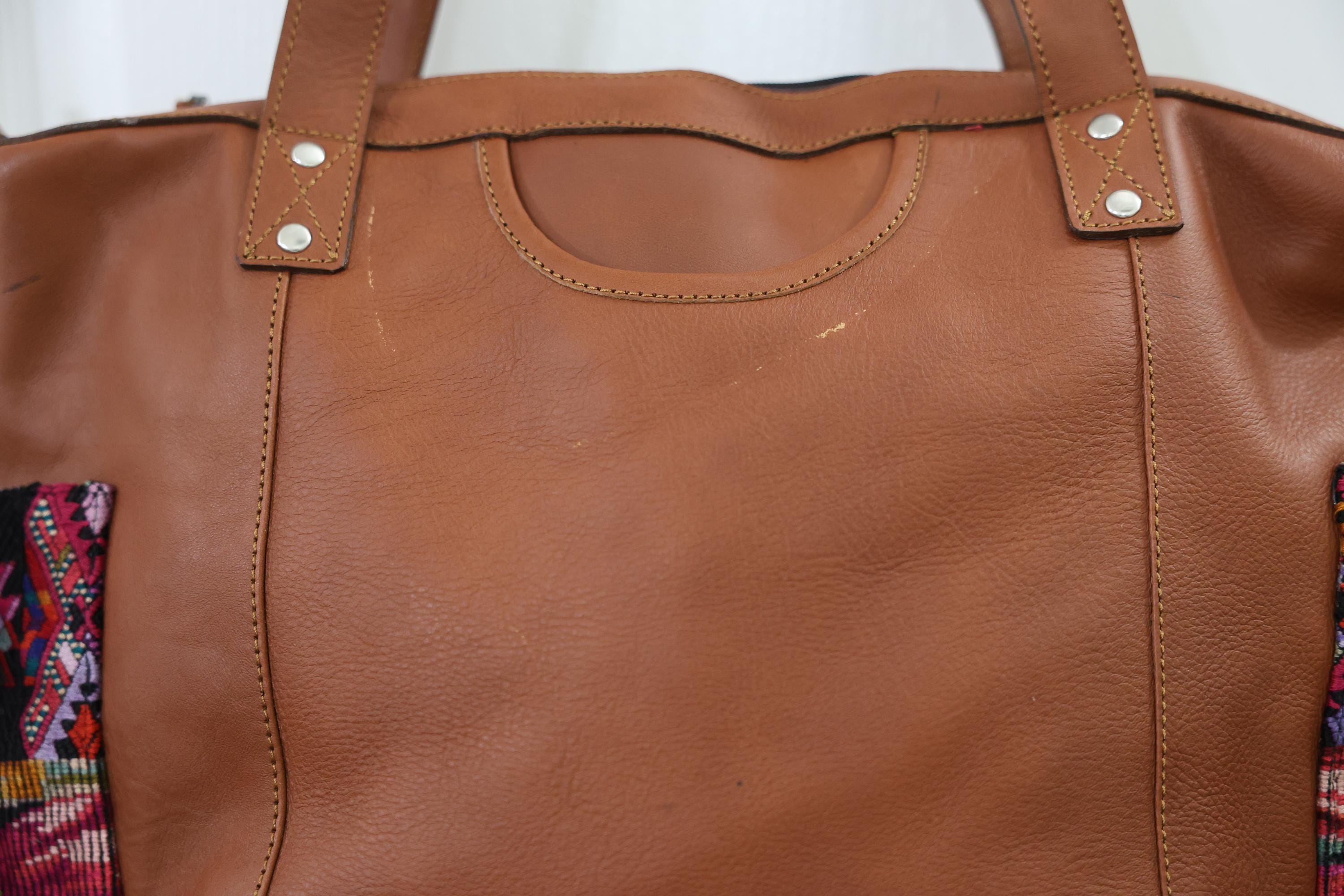 Guatemalan Convertible Bag | 100% Full-Grain Leather Vintage Huipil | Unique Bag Guatemalan Convertible Bag | 100% Full-grain Leather Vintage  main image 3