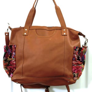 Guatemalan Convertible Bag | 100% Full-Grain Leather Vintage Huipil | Unique Backpack & Crossbody | Handmade by Artisans
