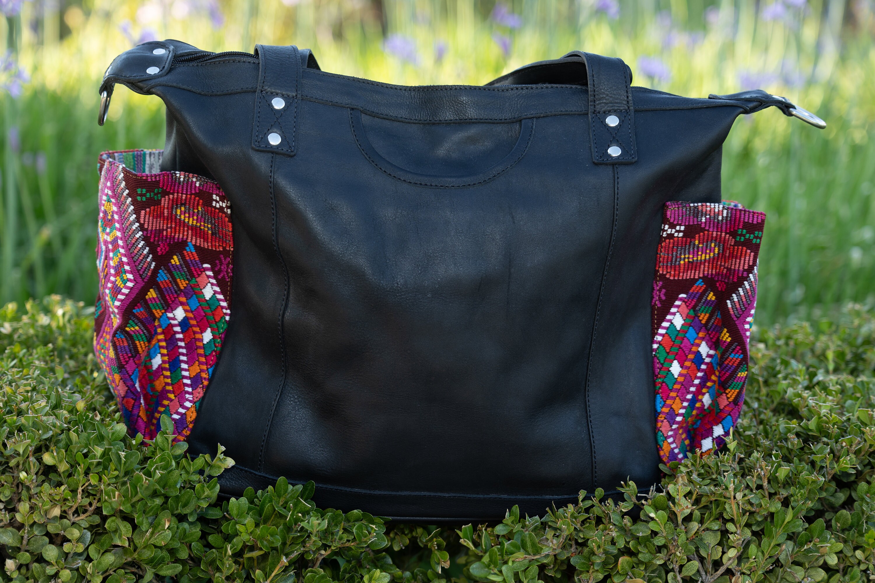 Genuine leather convertible bag from Guatemala MOON WATER CO Huipil Artisan Guatemala Convertible Day Bag  main image 3